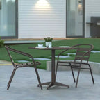 Ensemble table carrée d'intérieur/extérieur en aluminium 27,5'' Emma et Oliver avec 2 chaises à dossier à lattes