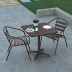 Ensemble table carrée d'intérieur/extérieur en aluminium 27,5'' Emma et Oliver avec 2 chaises à dossier à lattes