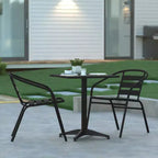 Ensemble table carrée d'intérieur/extérieur en aluminium 27,5'' Emma et Oliver avec 2 chaises à dossier à lattes