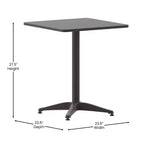 Flash Furniture Lila 23.5'' Square Aluminum Indoor-Outdoor Table Set with 2 Slat Back Chairs