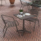 Flash Furniture Lila 23.5'' Square Aluminum Indoor-Outdoor Table Set with 2 Slat Back Chairs