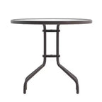 Table Emma et Oliver 80 cm en Verre Rond avec 4 Chaises Empilables à Lattes en Aluminium