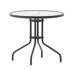 Table Emma et Oliver 80 cm en Verre Rond avec 4 Chaises Empilables à Lattes en Aluminium