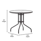 Flash Furniture Lila Ensemble table ronde en verre de 31,5 po avec 4 chaises empilables en aluminium à lattes métalliques