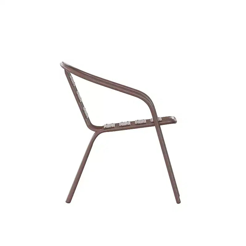 Flash Furniture Lila Ensemble table ronde en verre de 31,5 po avec 4 chaises empilables en aluminium à lattes métalliques