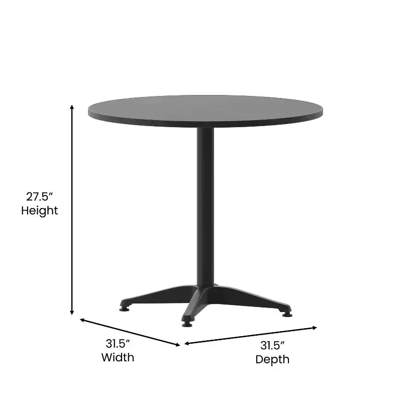 Ensemble de table ronde d'intérieur/extérieur en aluminium Emma et Oliver de 80 cm avec 4 chaises à dossier à lattes