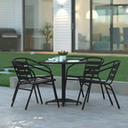 Ensemble de table ronde d'intérieur/extérieur en aluminium Emma et Oliver de 80 cm avec 4 chaises à dossier à lattes