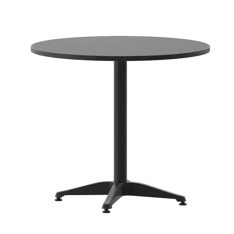 Ensemble de table ronde d'intérieur/extérieur en aluminium Emma et Oliver de 80 cm avec 4 chaises à dossier à lattes