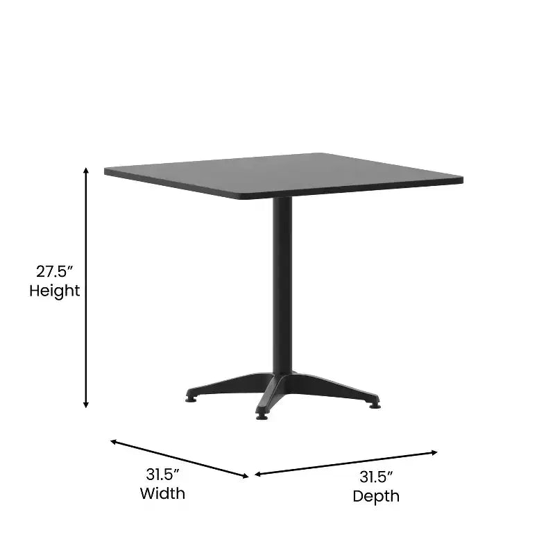 Emma et Oliver Ensemble de table carrée en aluminium de 31,5 po pour l'intérieur et l'extérieur avec 4 chaises à dossier à lattes