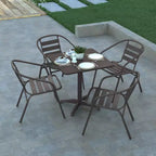 Emma et Oliver Ensemble de table carrée en aluminium de 31,5 po pour l'intérieur et l'extérieur avec 4 chaises à dossier à lattes