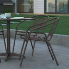 Emma et Oliver Ensemble de table carrée en aluminium de 31,5 po pour l'intérieur et l'extérieur avec 4 chaises à dossier à lattes
