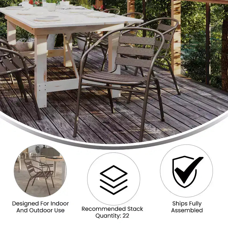 Emma et Oliver Ensemble de table carrée en aluminium de 31,5 po pour l'intérieur et l'extérieur avec 4 chaises à dossier à lattes