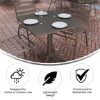 Emma et Oliver Ensemble de table carrée en aluminium de 31,5 po pour l'intérieur et l'extérieur avec 4 chaises à dossier à lattes