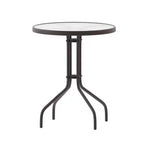 Emma et Oliver Table ronde en verre de 23,75 po avec 2 chaises empilables à lattes en aluminium