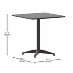 Emma and Oliver 27.5'' Square Aluminum Indoor-Outdoor Table Set with 4 Slat Back Chairs
