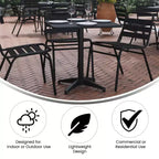 Emma and Oliver 27.5'' Square Aluminum Indoor-Outdoor Table Set with 4 Slat Back Chairs