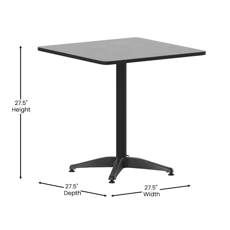 Emma and Oliver 27.5'' Square Aluminum Indoor-Outdoor Table Set with 4 Slat Back Chairs