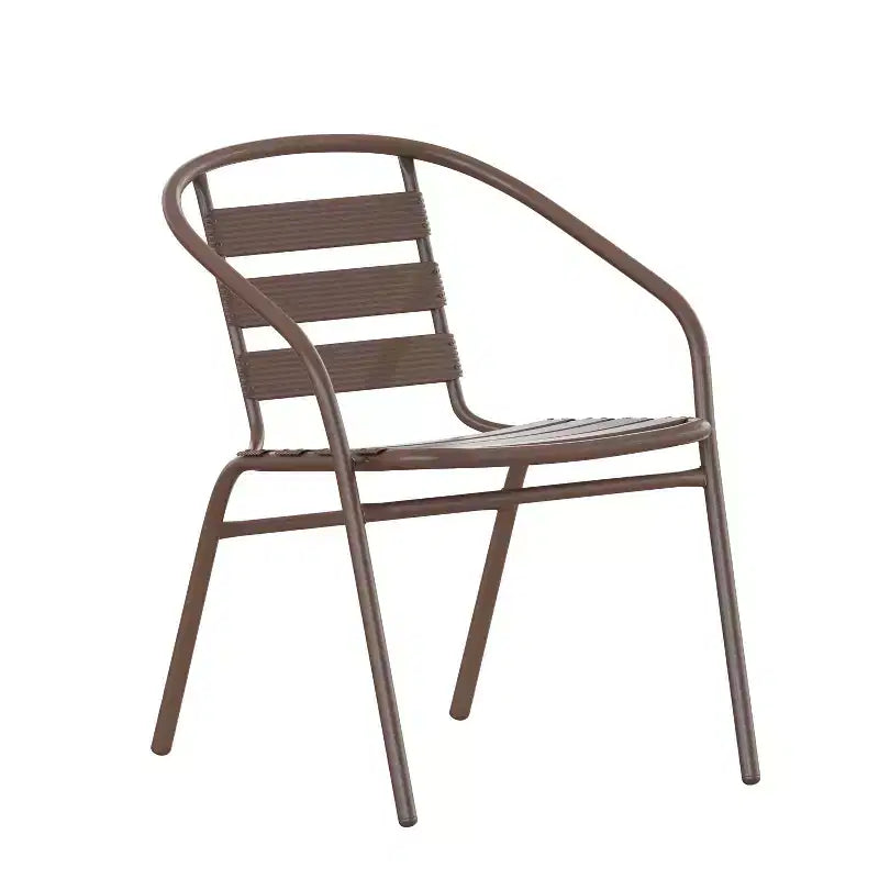 Emma and Oliver 27.5'' Square Aluminum Indoor-Outdoor Table Set with 4 Slat Back Chairs