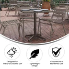 Emma and Oliver 27.5'' Square Aluminum Indoor-Outdoor Table Set with 4 Slat Back Chairs