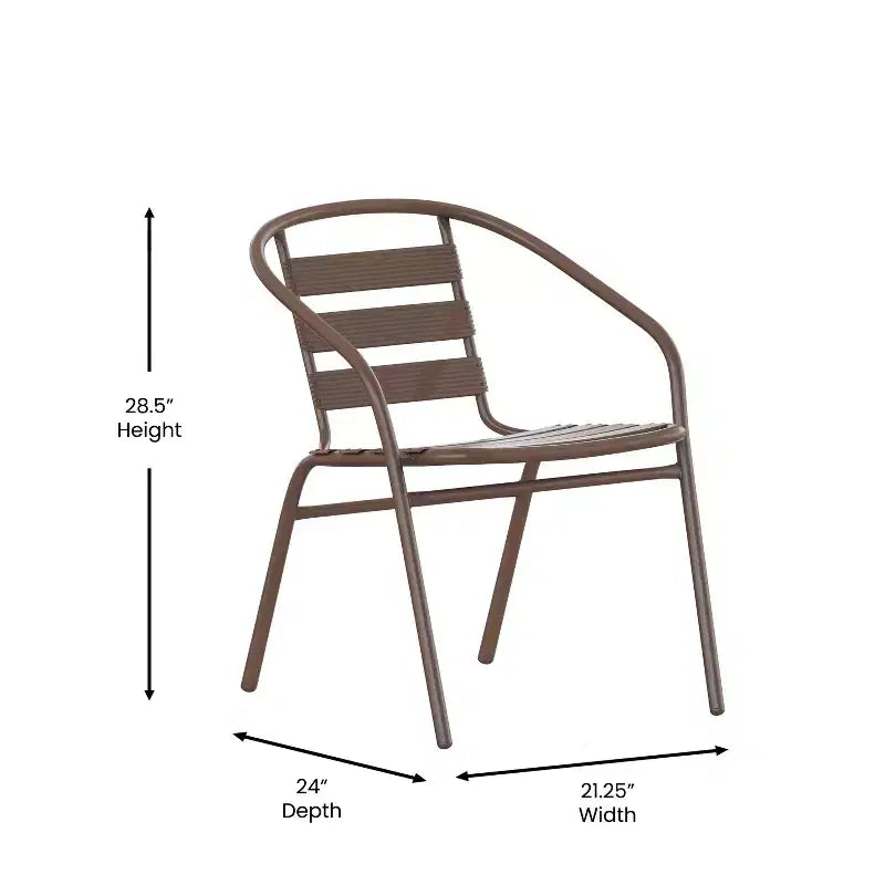 Emma and Oliver 27.5'' Square Aluminum Indoor-Outdoor Table Set with 4 Slat Back Chairs