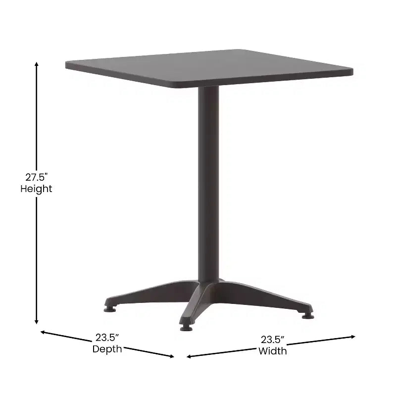 Emma et Oliver - Ensemble table carrée en aluminium 23,5" et 2 chaises à dossier ajouré pour intérieur/extérieur