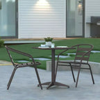 Emma et Oliver - Ensemble table carrée en aluminium 23,5" et 2 chaises à dossier ajouré pour intérieur/extérieur