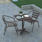 Emma et Oliver - Ensemble table carrée en aluminium 23,5" et 2 chaises à dossier ajouré pour intérieur/extérieur