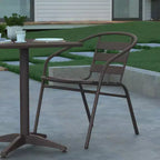 Emma et Oliver - Ensemble table carrée en aluminium 23,5" et 2 chaises à dossier ajouré pour intérieur/extérieur