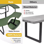 Costway Outdoor 8-person Round Picnic Table Bench Set with 4 Benches & Umbrella Hole Black/Grey/Green/White