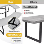Costway Outdoor 8-person Round Picnic Table Bench Set with 4 Benches & Umbrella Hole Black/Grey/Green/White