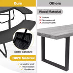 Costway Outdoor 8-person Round Picnic Table Bench Set with 4 Benches & Umbrella Hole Black/Grey/Green/White