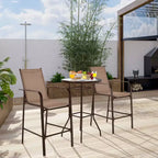 Costway Ensemble de 3 Tabourets de Bar d'Extérieur avec Plateau en Verre Trempé Hauteur de Table de Patio