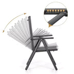Captiva Designs Ensemble de salle à manger d'extérieur 9 pièces avec table carrée spacieuse à lattes en métal avec trou pour parasol et 8 chaises pliantes inclinables