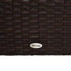 Outsunny Ensemble de bar 5 pièces en rotin, table haute d'extérieur et chaises avec plateau en verre, étagère de rangement et 4 tabourets de bar pour piscine