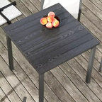 Outsunny Ensemble de salle à manger 5 pièces en osier pour l'intérieur et l'extérieur, table et chaises de patio en métal avec coussins moelleux, beige
