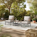 SONGMICS HOME Sencillo Collection - 3 Piece Patio Furniture Set, 2 Lounge Chairs and 1 Coffee Table, Outdoor Furniture, Gray and Beige
