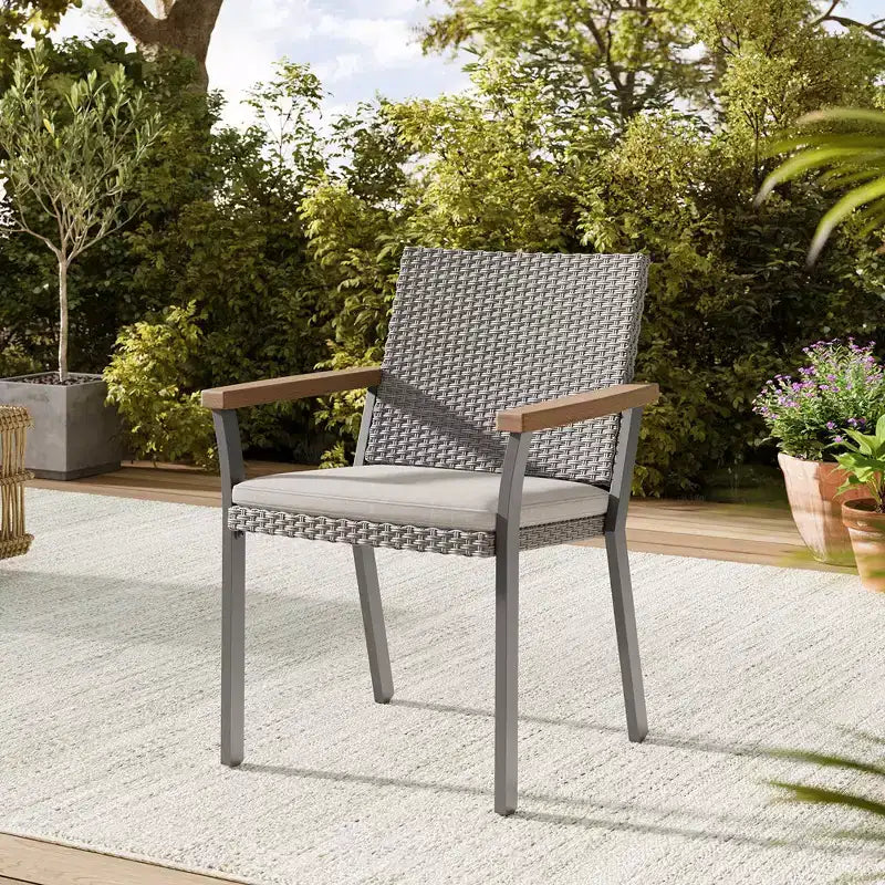 SONGMICS HOME Collection Sencillo - Ensemble de mobilier de jardin 5 pièces, 4 chaises de salle à manger, 1 table de salle à manger, Style moderne et transitoire, Gris et beige