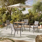SONGMICS HOME Collection Sencillo - Ensemble de mobilier de jardin 5 pièces, 4 chaises de salle à manger, 1 table de salle à manger, Style moderne et transitoire, Gris et beige