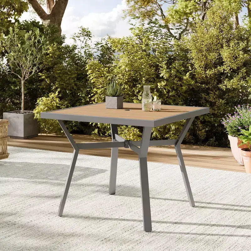 SONGMICS HOME Collection Sencillo - Ensemble de mobilier de jardin 5 pièces, 4 chaises de salle à manger, 1 table de salle à manger, Style moderne et transitoire, Gris et beige