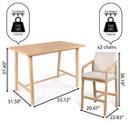 JONATHAN Y Porto Modern Coastal 3-Piece Acacia Wood Outdoor Bar Set with Cushions