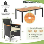 Ensemble de salle à manger d'extérieur 9 pièces Costway avec plateau de table en bois d'acacia, trou pour parasol, coussins d'assise