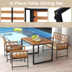 Costway Ensemble repas de 4 pièces pour terrasse, mobilier de jardin en bois avec 2 chaises et 1 causeuse