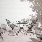 Woodard Uptown 3 Piece Steel Bistro and Balcony Set with Swivel Motion Chairs, Table, 250 Pound Weight Capacity, and Powder Coated Finish, Black