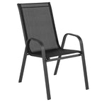Merrick Lane Ensemble de salle à manger d'extérieur 7 pièces pour 6 avec table de patio à plateau en verre et 6 chaises empilables en matière Flex Comfort