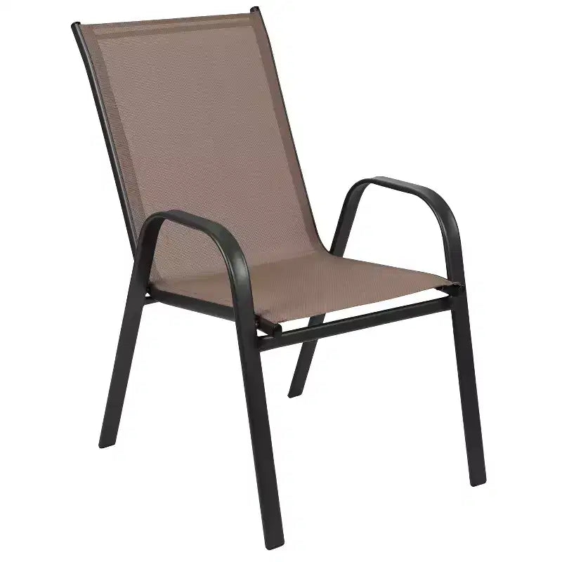 Merrick Lane Ensemble de salle à manger d'extérieur 7 pièces pour 6 avec table de patio à plateau en verre et 6 chaises empilables en matière Flex Comfort