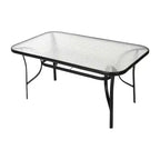 Merrick Lane Ensemble de salle à manger d'extérieur 7 pièces pour 6 avec table de patio à plateau en verre et 6 chaises empilables en matière Flex Comfort