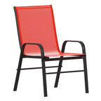 Merrick Lane Ensemble de salle à manger d'extérieur 7 pièces pour 6 avec table de patio à plateau en verre et 6 chaises empilables en matière Flex Comfort