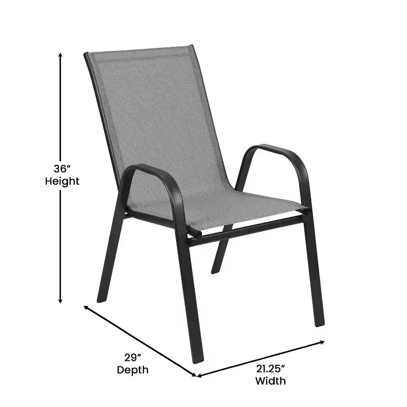 Merrick Lane Ensemble de salle à manger d'extérieur 7 pièces pour 6 avec table de patio à plateau en verre et 6 chaises empilables en matière Flex Comfort