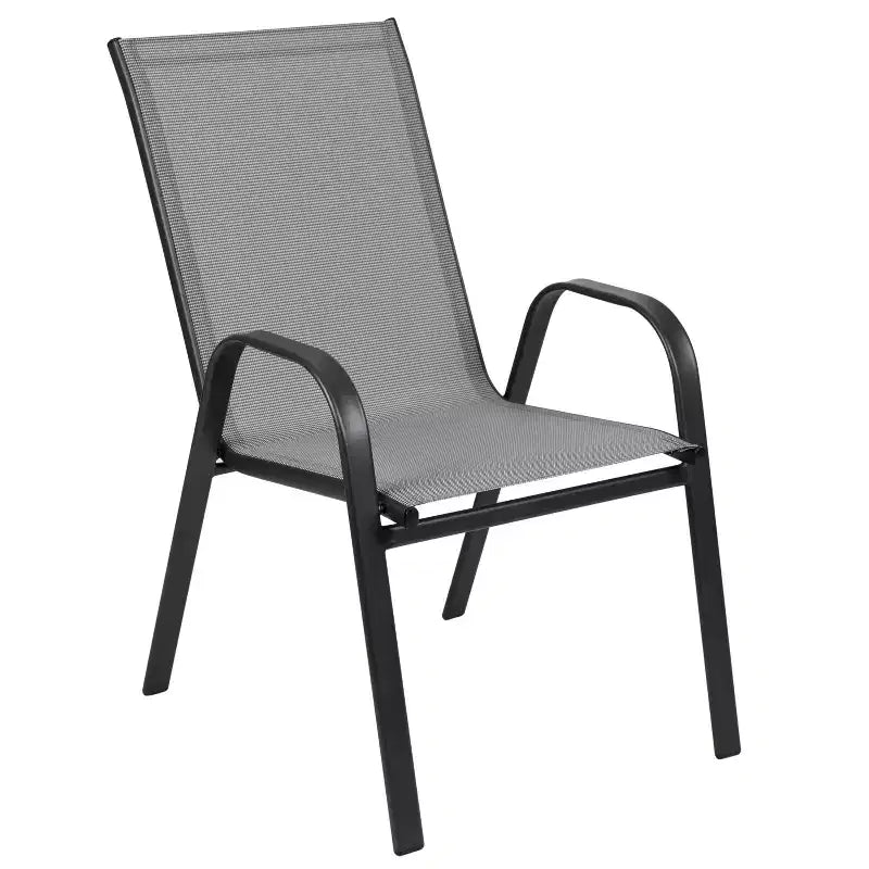 Merrick Lane Ensemble de salle à manger d'extérieur 7 pièces pour 6 avec table de patio à plateau en verre et 6 chaises empilables en matière Flex Comfort