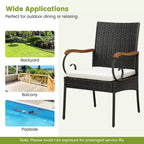 Ensemble de salle à manger Costway 9 pièces en rotin pour patio avec table en bois d'acacia, coussins, trou pour parasol de 1,9 po